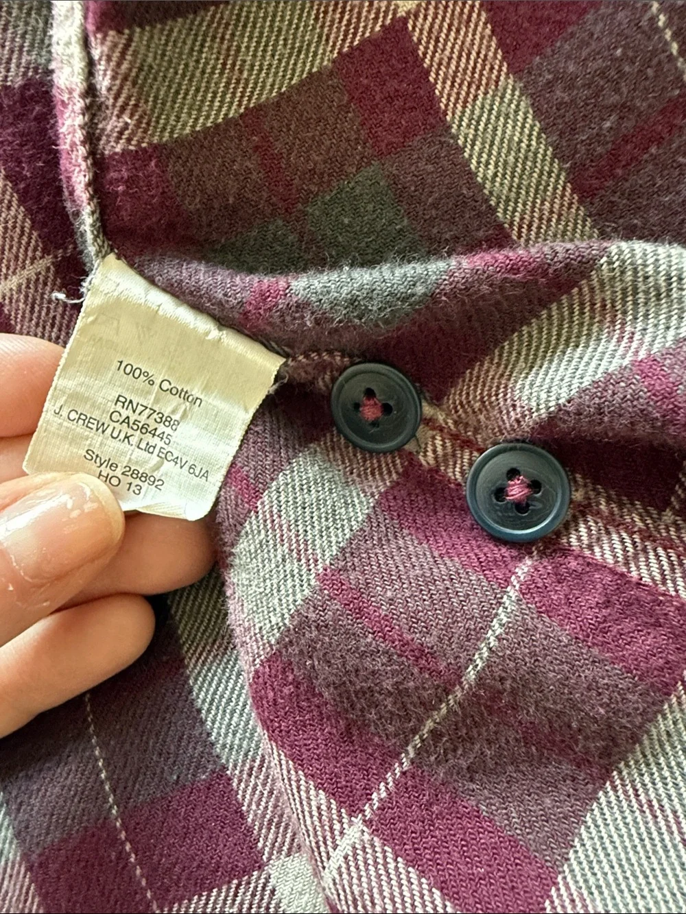 Vintage J Crew 100% Cotton Flannel